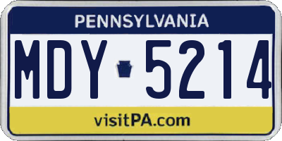 PA license plate MDY5214