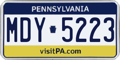 PA license plate MDY5223