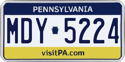 PA license plate MDY5224