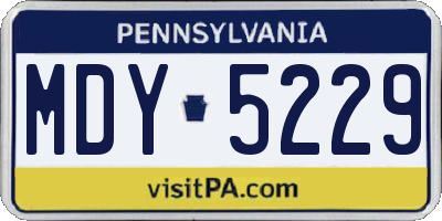 PA license plate MDY5229