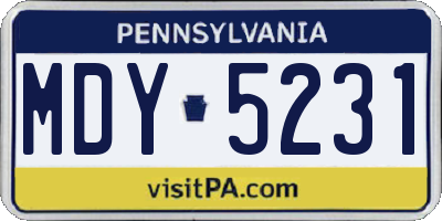PA license plate MDY5231