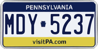 PA license plate MDY5237