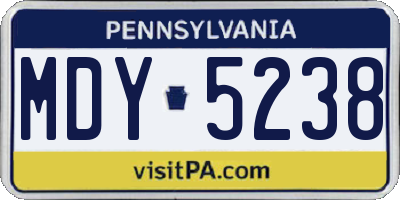 PA license plate MDY5238