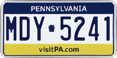 PA license plate MDY5241