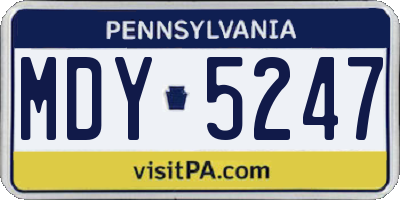 PA license plate MDY5247