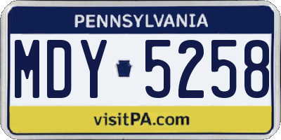 PA license plate MDY5258