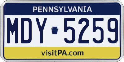 PA license plate MDY5259