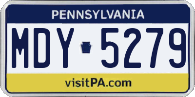 PA license plate MDY5279