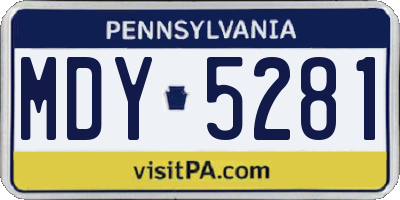 PA license plate MDY5281
