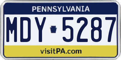 PA license plate MDY5287