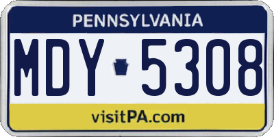PA license plate MDY5308