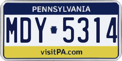 PA license plate MDY5314