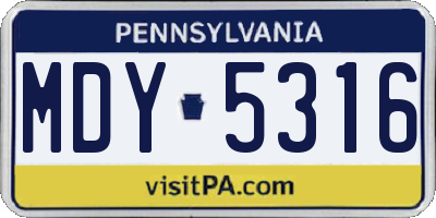 PA license plate MDY5316