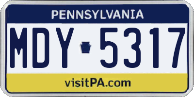 PA license plate MDY5317