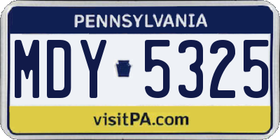 PA license plate MDY5325