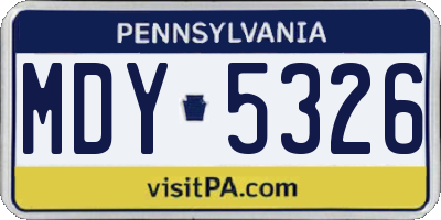 PA license plate MDY5326