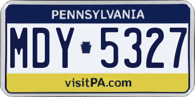 PA license plate MDY5327