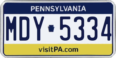 PA license plate MDY5334