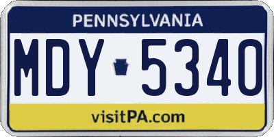 PA license plate MDY5340