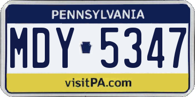 PA license plate MDY5347