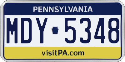 PA license plate MDY5348