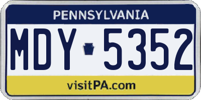PA license plate MDY5352