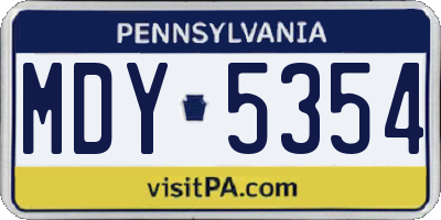PA license plate MDY5354