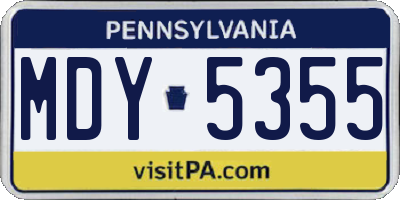 PA license plate MDY5355