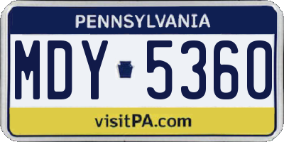 PA license plate MDY5360
