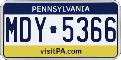 PA license plate MDY5366