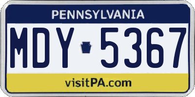 PA license plate MDY5367