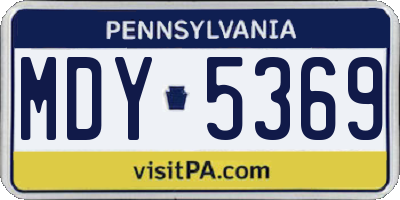PA license plate MDY5369