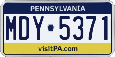 PA license plate MDY5371