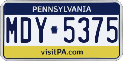 PA license plate MDY5375