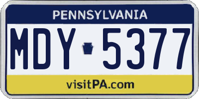 PA license plate MDY5377