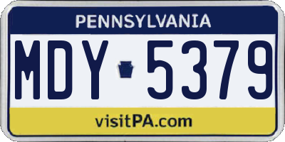 PA license plate MDY5379