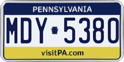 PA license plate MDY5380