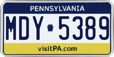 PA license plate MDY5389