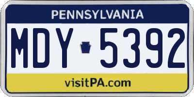 PA license plate MDY5392