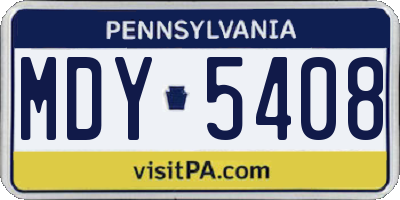 PA license plate MDY5408