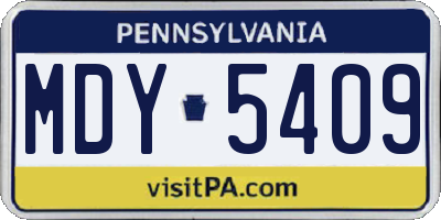 PA license plate MDY5409