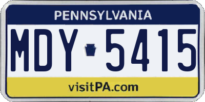 PA license plate MDY5415