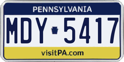 PA license plate MDY5417