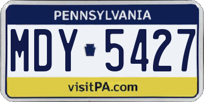 PA license plate MDY5427