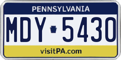 PA license plate MDY5430