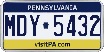PA license plate MDY5432