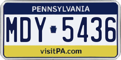 PA license plate MDY5436