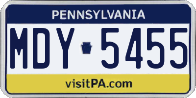 PA license plate MDY5455