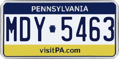 PA license plate MDY5463
