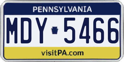 PA license plate MDY5466